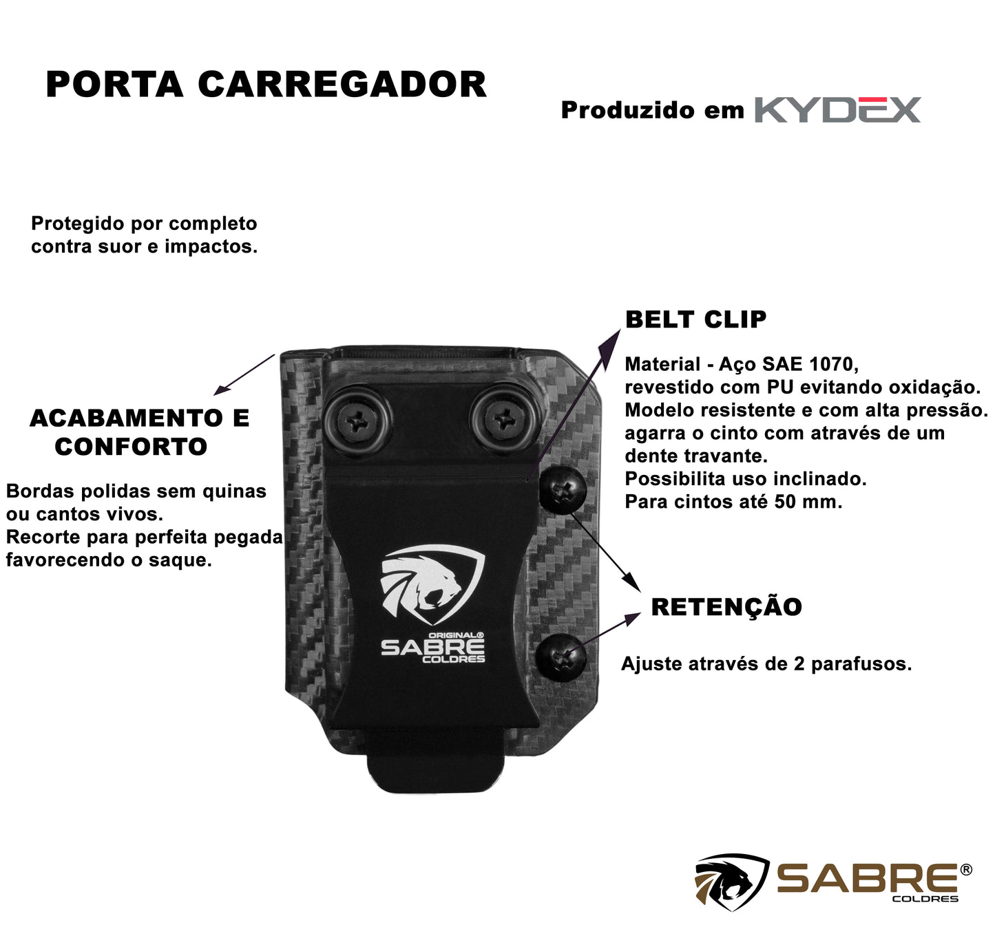 Porta Carregador Kydex IWB - Elite Cor: Fibra de Carbono