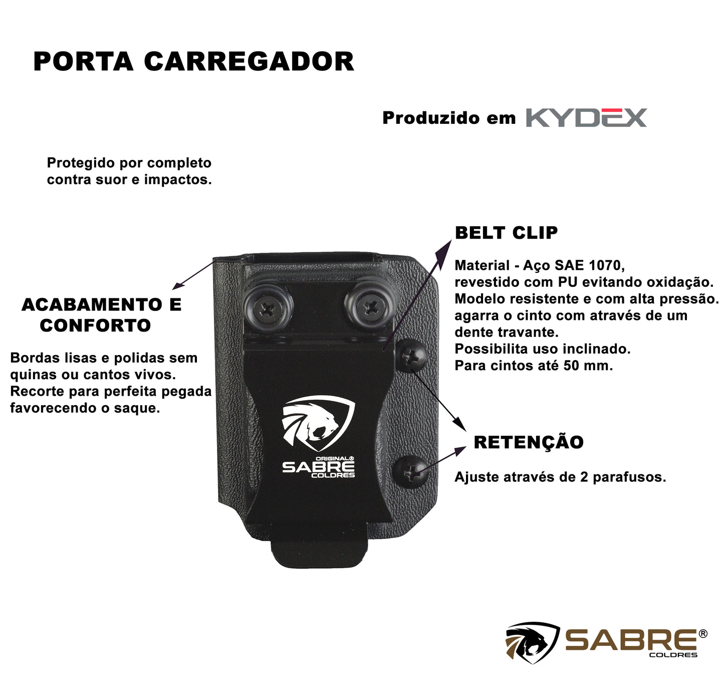 Porta Carregador Kydex IWB - Elite Cor: Preto Tático