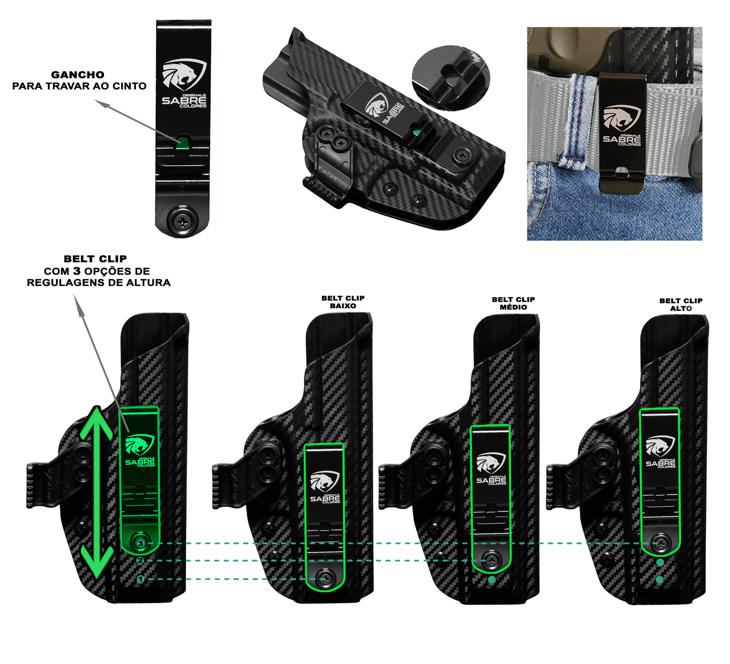 Coldre Kydex IWB - Elite Cor: Preto Tático