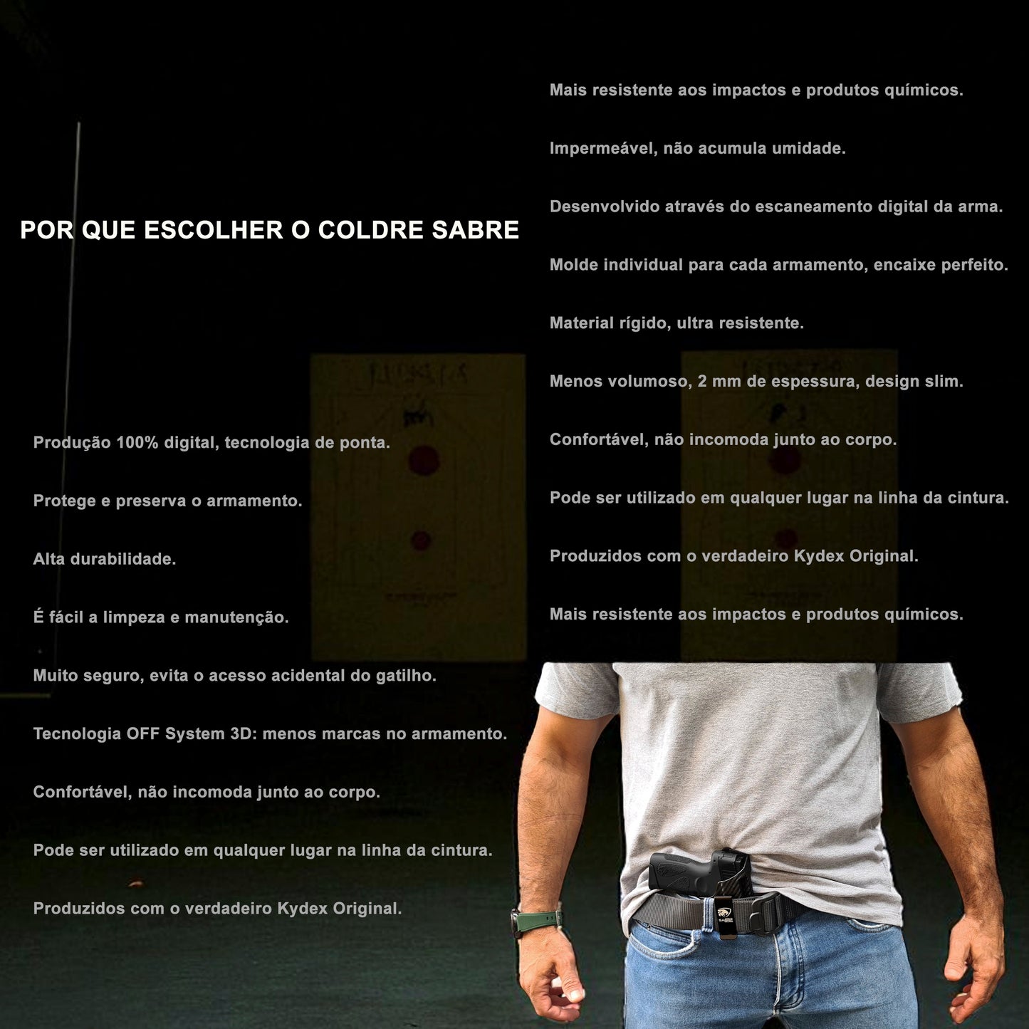 Coldre Kydex IWB - Elite Cor: Fibra de Carbono